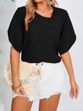Women's Short Sleeve Collar and Sleeve Detail Jesica Blouse