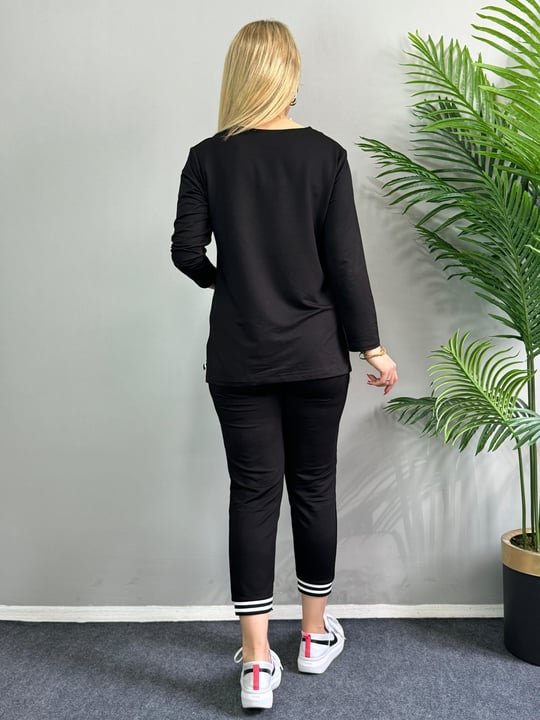 Women's New Season Long-Sleeve Ribbed Detail Two-Piece Set