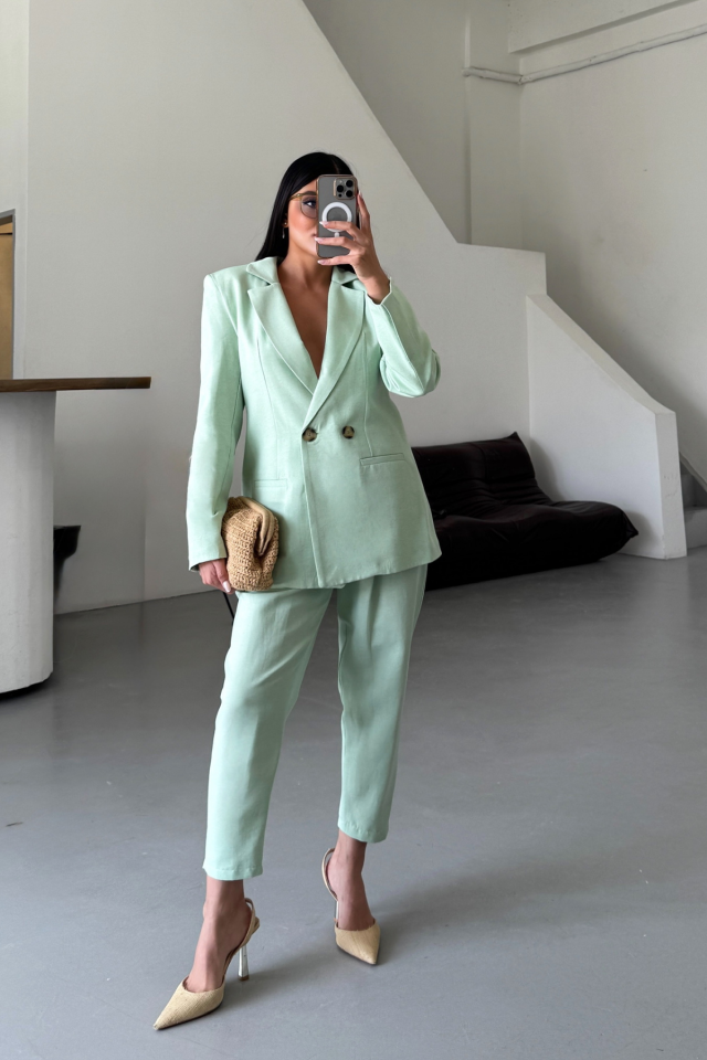 KETEN CEKET - PANTOLON TAKIM - Mint