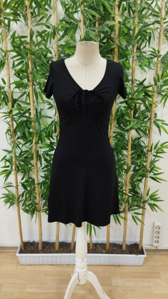 Women's Short Sleeve Deep Ruched V-Neck Viscose Dress