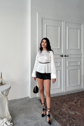 KEMER DETAYLI SATEN BLUZ - Beyaz