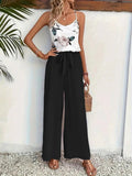 Women's Strappy V-Neck Supreme Blouse and Aerobin Pants Two-Piece Set