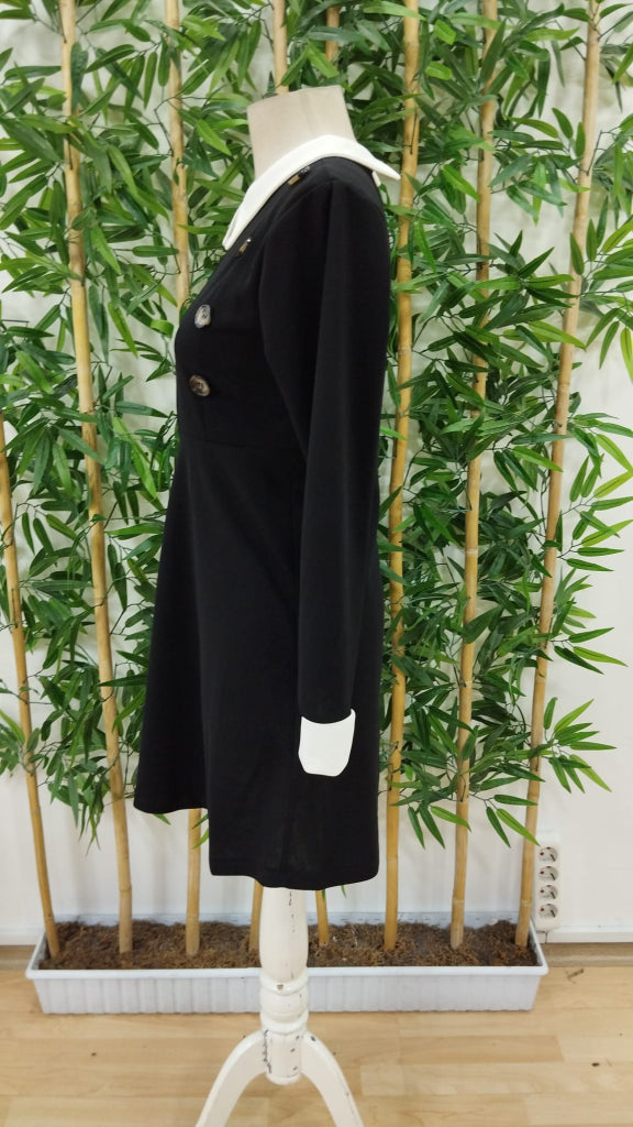 Kadın Uzun Kollu Yakalı A Kesim Kısa Ithal Krep Elbise