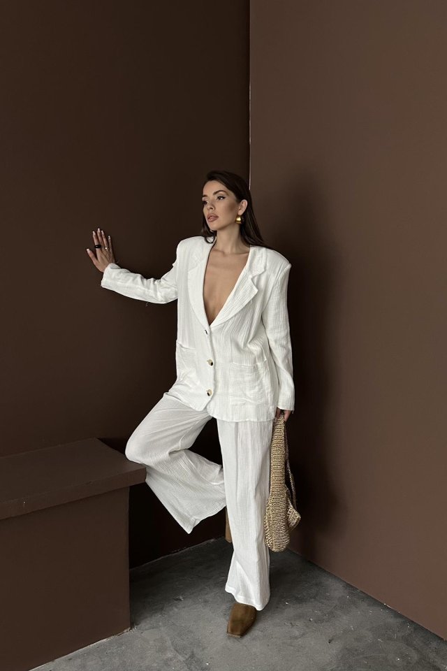 Beyaz Oversize Müslin Takım