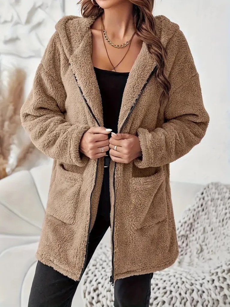 Women's Long Sleeve Hooded Full Zip Pocket Welsoft Jacket