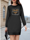 Women's Long Sleeve Crew Neck Patterned Viscose Two-Yarn Blouse