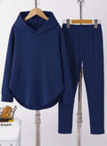 Women's Long Sleeve Hooded Meloni Blouse and Pants Two-Piece Set