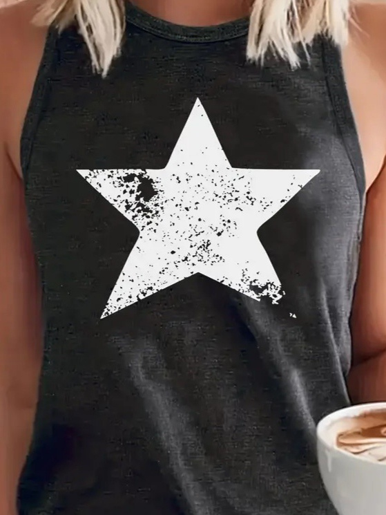 Women's Strappy Round Neck Star Print Supra Blouse