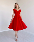 Women's Short Sleeve Crossover Neckline Ruffled Crepe Dress