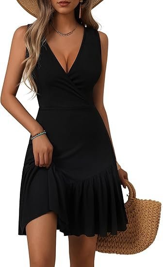 Women's Strappy Wrap-Neck Ruffled Iridescent Crepe Dress