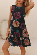 Women's Sleeveless Back-Tie Ruffle Leopard Print Supreme Dress