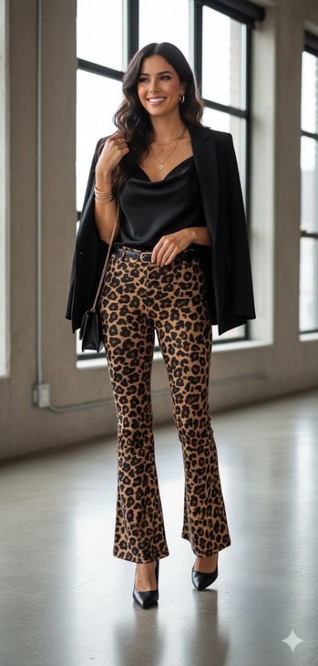 Women's High Waist Crepe Fabric Wide-Leg Trousers
