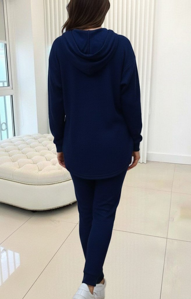 Women's Long Sleeve Hooded Meloni Blouse and Pants Two-Piece Set