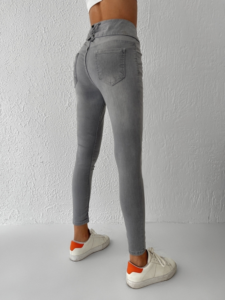 Yüksek Bel Likralı Jean Pantolon 90 Cm
