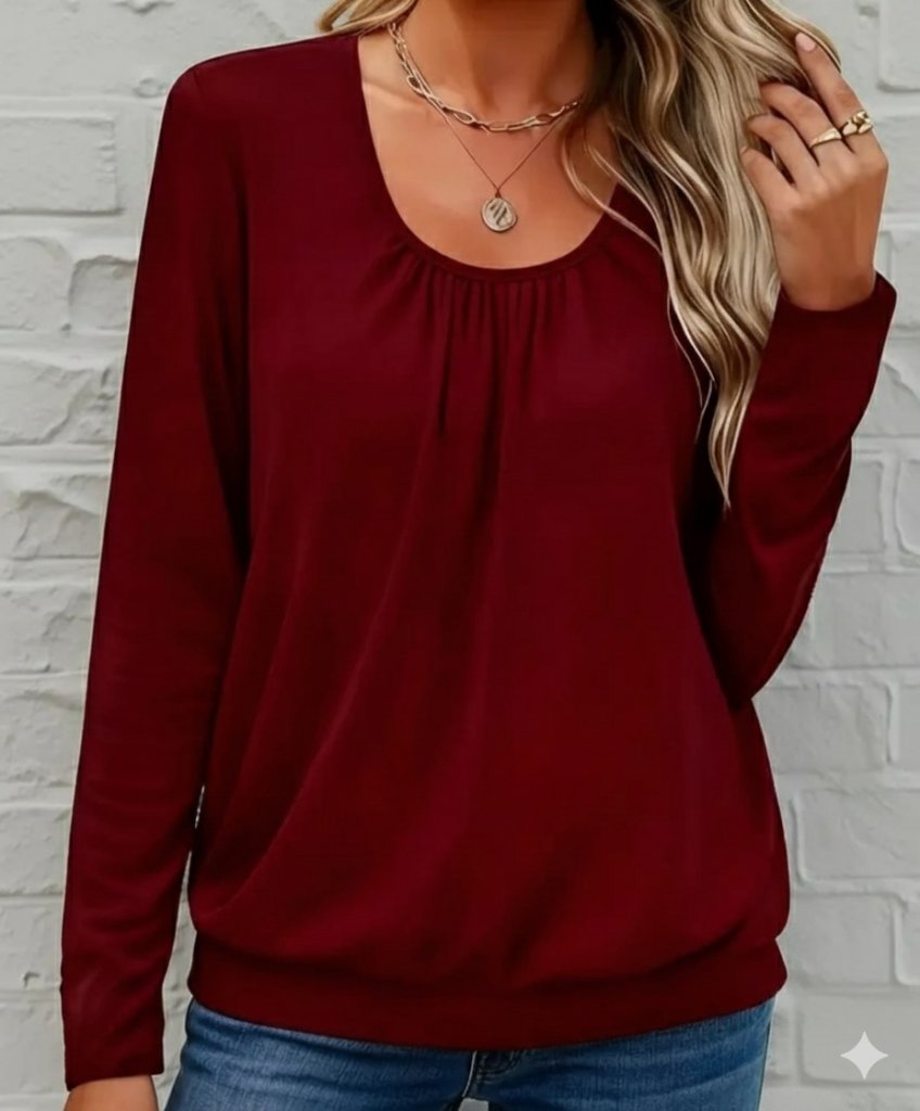 Women's Long Sleeve Round Neck Viscose Blouse