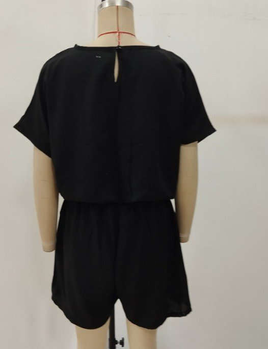 Women's Short Sleeve Round Neck Imported Linen Blouse and Shorts Two-Piece Set