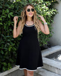 Women's Sleeveless Ribbed Collar and Hem Viscose Double Yarn Dress