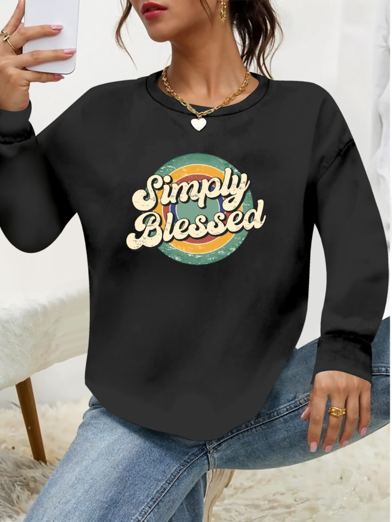 Women's Long-Sleeved Crew Neck Viscose Two-Yarn Blouse