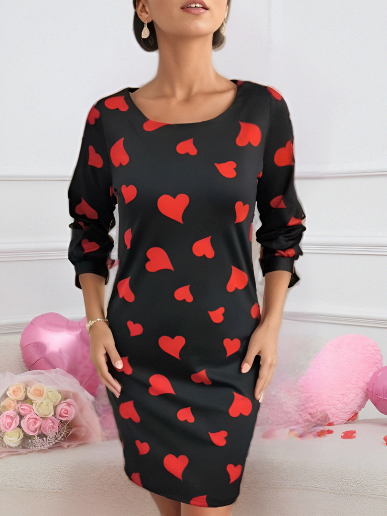 Women's Long Sleeve Crew Neck Scuba Mini Dress