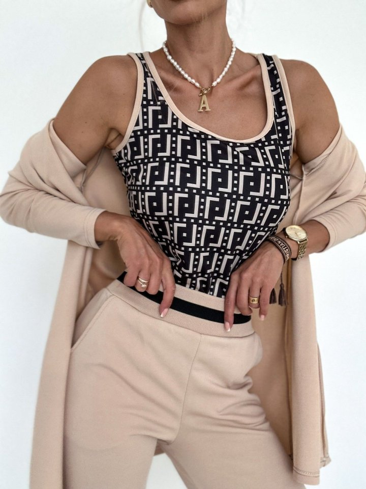 Women's Long-Sleeved Crepe Three-Piece Set