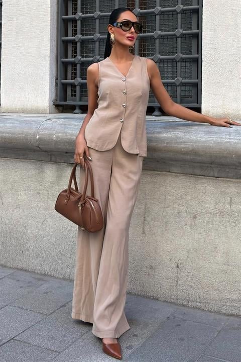 Back-Laced Vest Plazza Pants Modal Set 10202-08