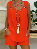 Women's Sleeveless V-Neck Eyelet Detail Blouse and Short Aerobin Two-Piece Set