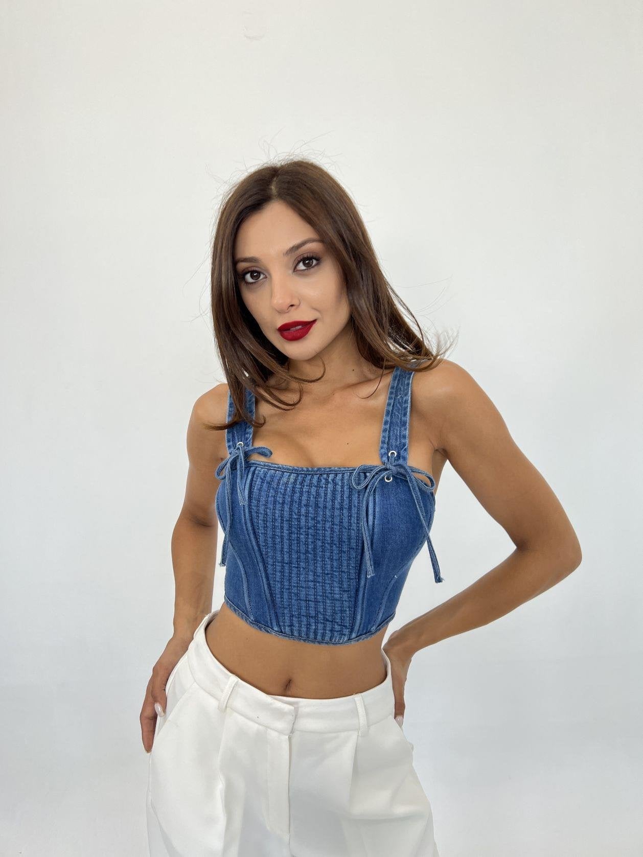 6987 KOT BLUZ-MAVİ