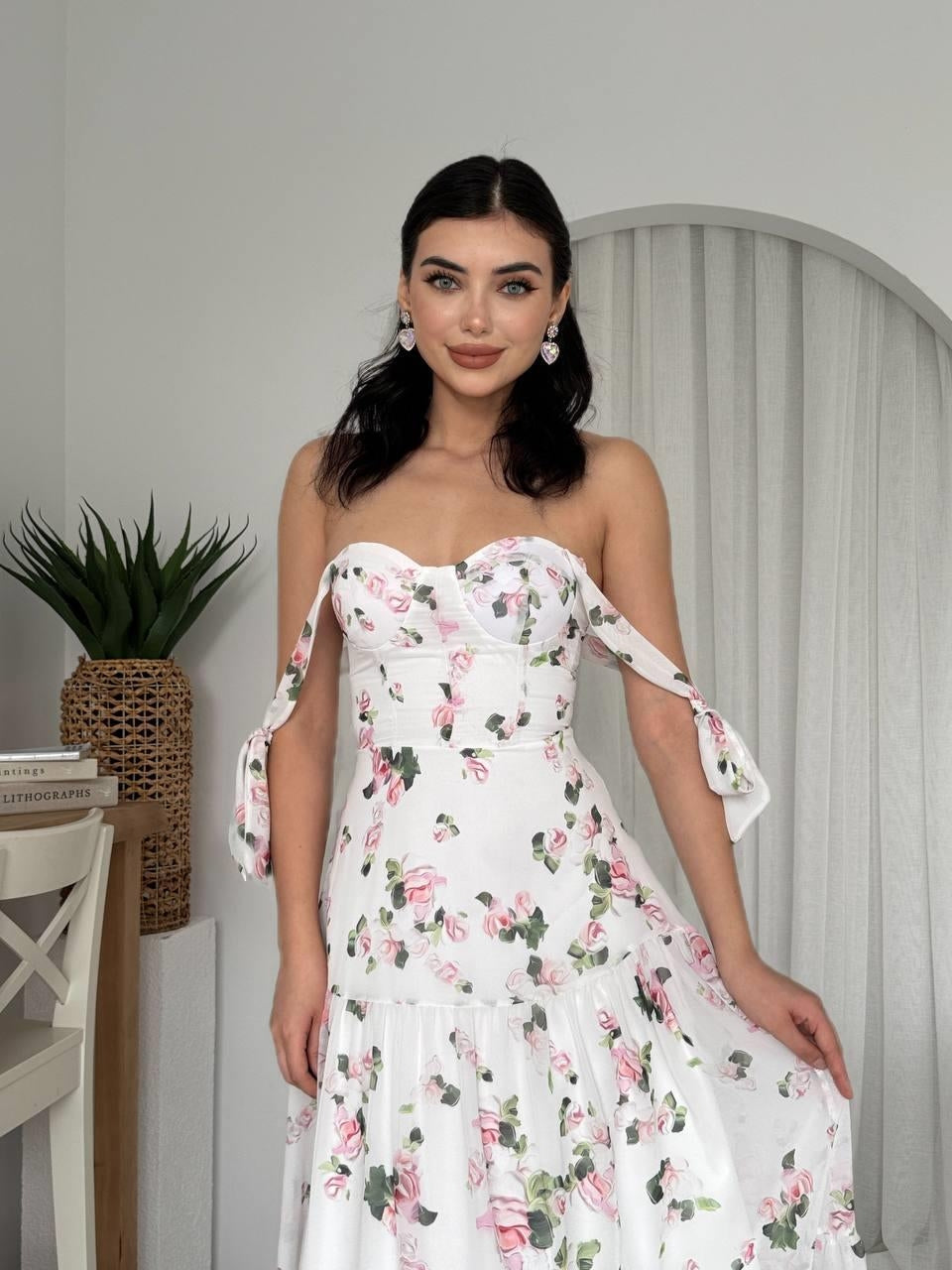 Poses Omuz Bağlamalı Elbise