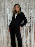 Women's New Year's Special Two-Thread Fabric Sequin and Zipper Detail Two-Piece Set