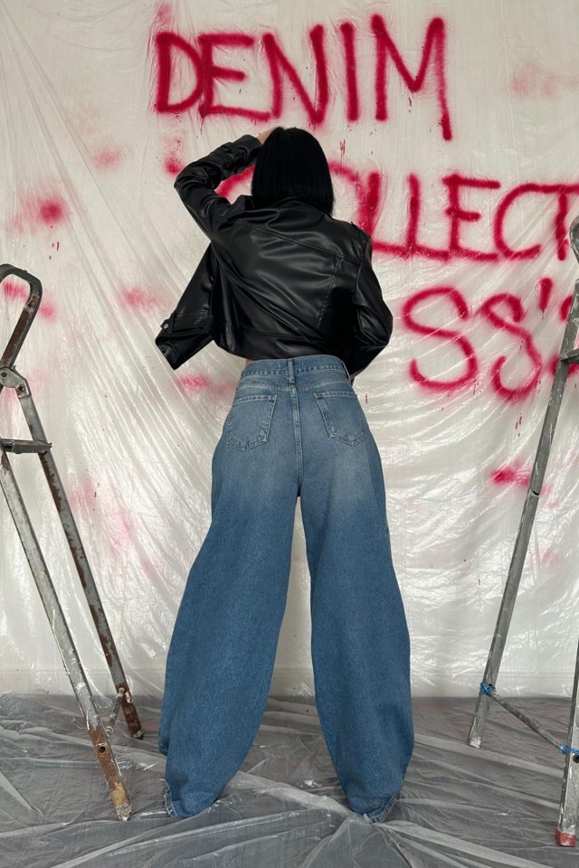 Mavi Geniş Paça Jeans Pantolon