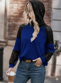 Women's Long Sleeve Lace Hooded Viscose Two-Thread Blouse