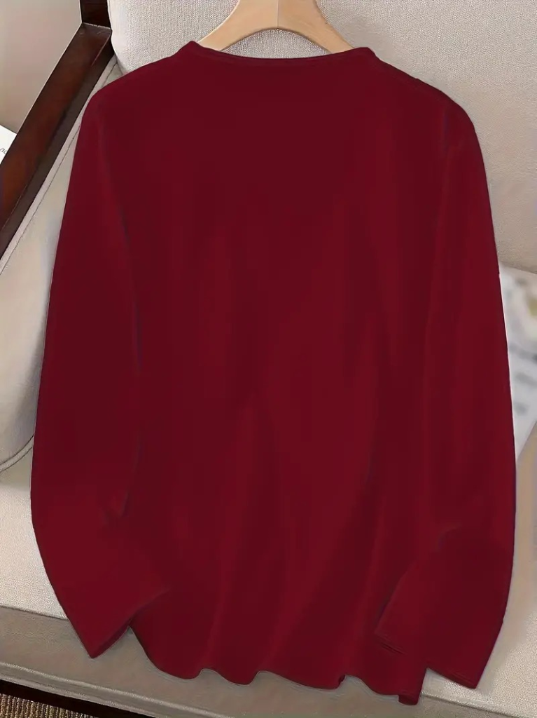 Women's Long Sleeve Crew Neck Viscose Blouse with Dog Print