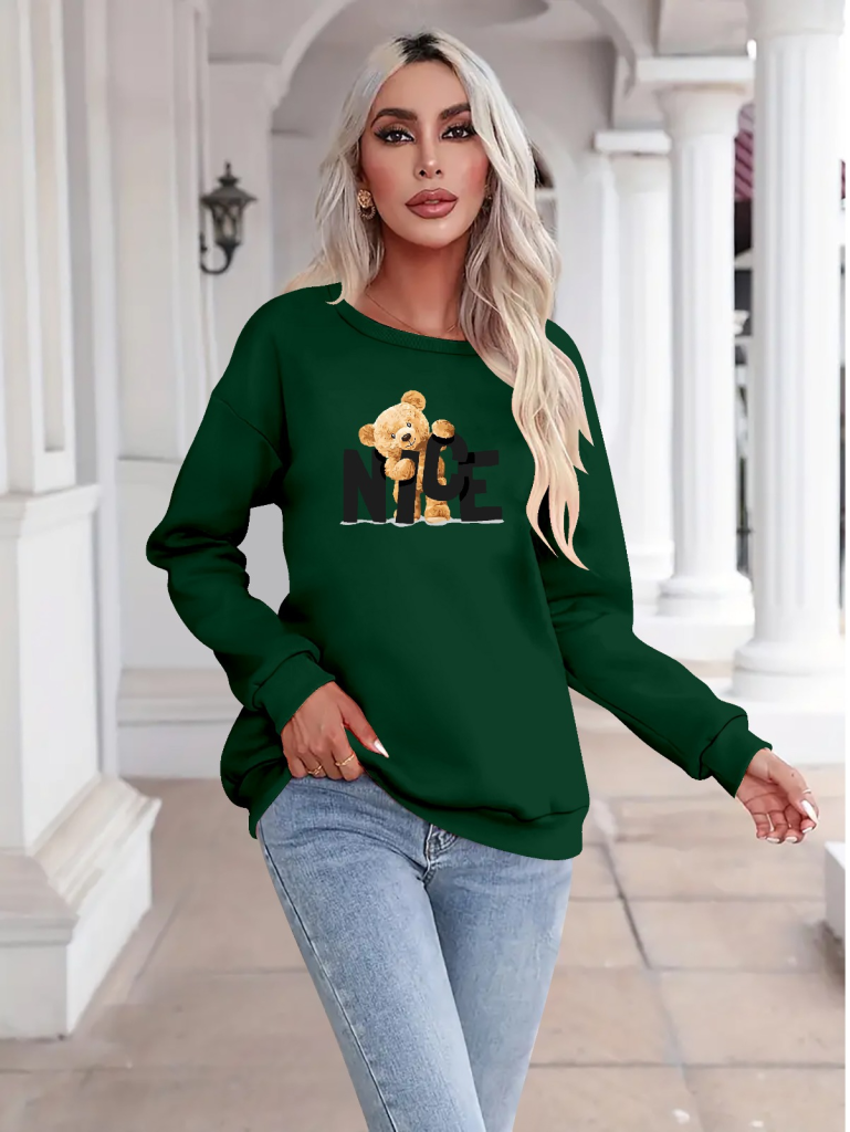 Women's Long-Sleeved Crew Neck Viscose Two-Yarn Blouse