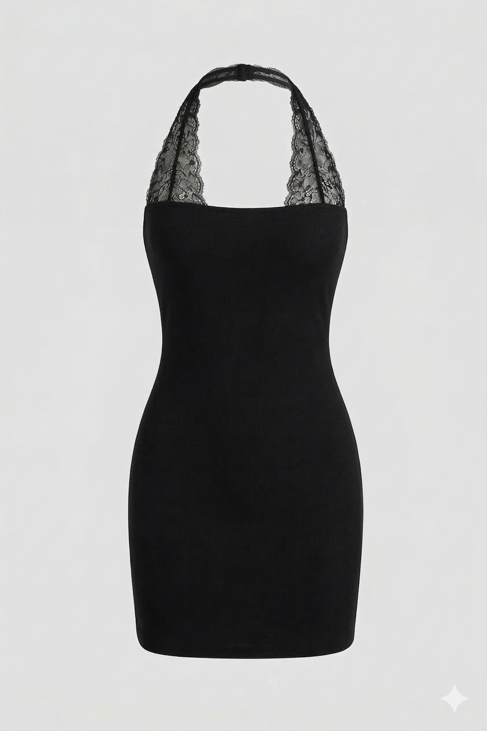 Kadın Trend Dantel Askılı Esnek Mini Elbise