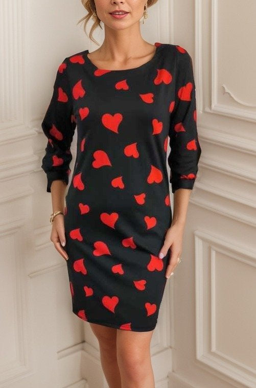 Women's Long Sleeve Crew Neck Scuba Mini Dress