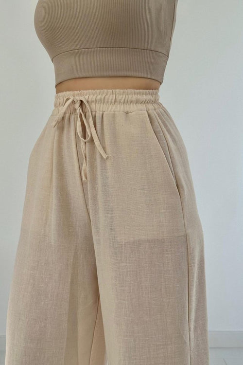 Beige Linen Trousers