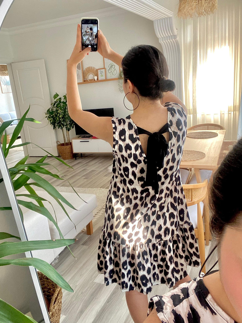 Women's Sleeveless Back-Tie Ruffle Leopard Print Supreme Dress