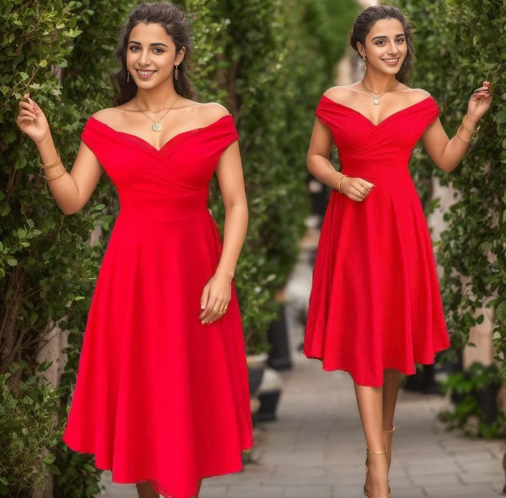 Women's Short Sleeve Crossover Neckline Ruffled Crepe Dress