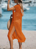 Women's Sleeveless V-Neck Side Deep Slit Midi Knit Dress