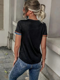 Women's Short Sleeve V-Neck Buttoned Multicolor Supreme Blouse