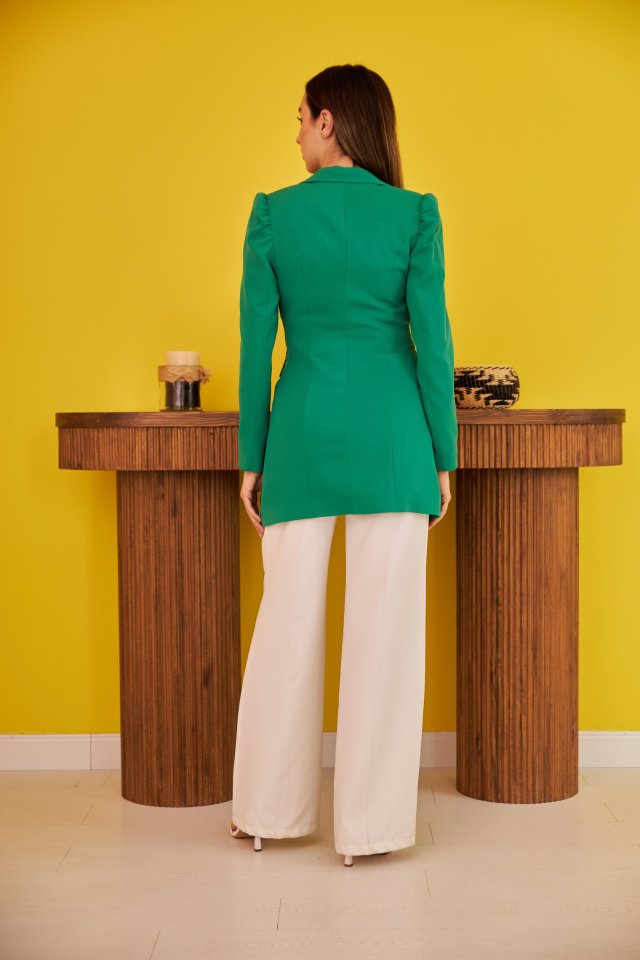 Yeşil Blazer Düğmeli Ceket