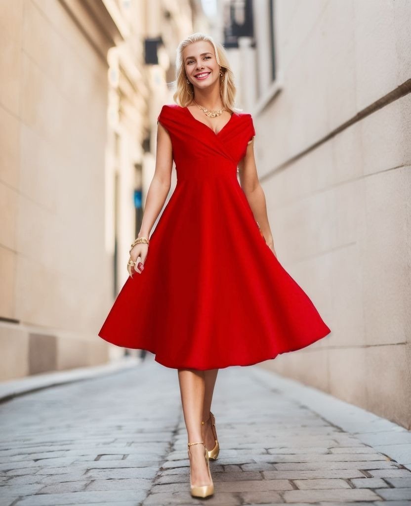 Women's Short Sleeve Crossover Neckline Ruffled Crepe Dress