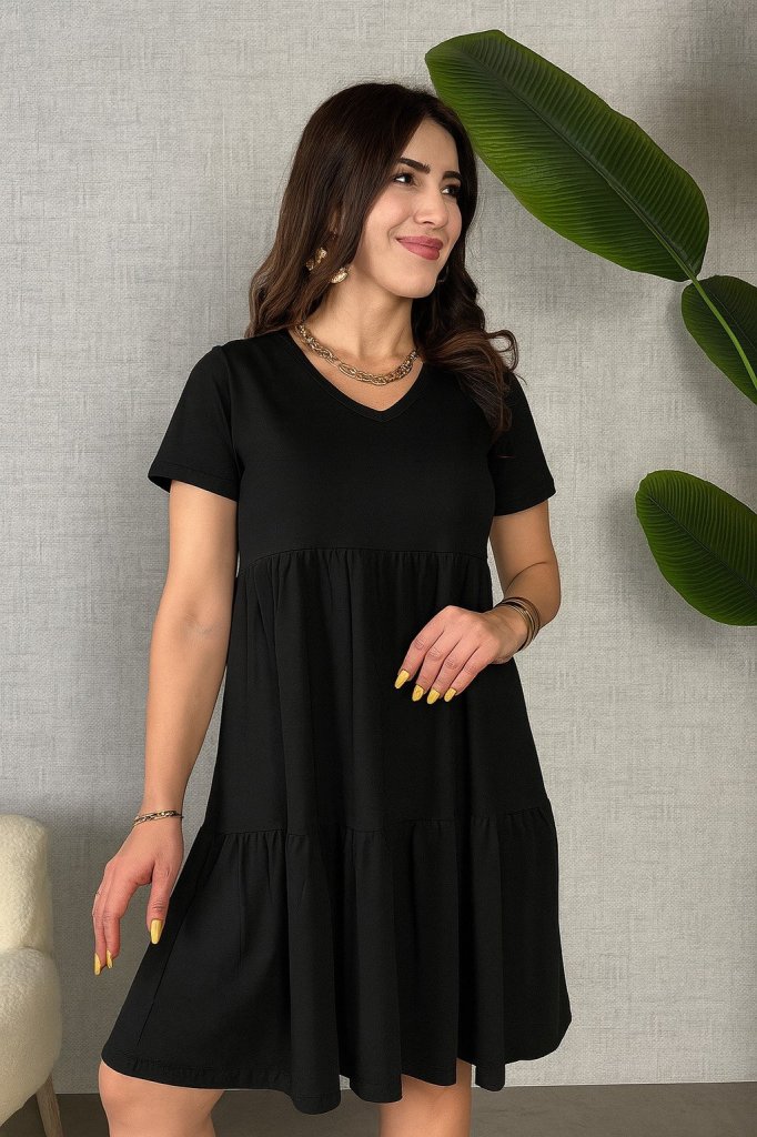 Women's Short Sleeve V-Neck Viscose Dress