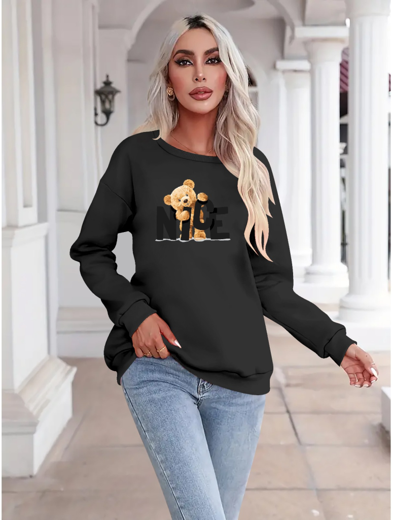 Women's Long-Sleeved Crew Neck Viscose Two-Yarn Blouse