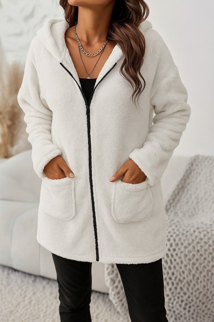 Women's Long Sleeve Hooded Full Zip Pocket Welsoft Jacket