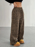 Women's High-Waisted Elasticated Drawstring Wide-Leg Two-Thread Trousers