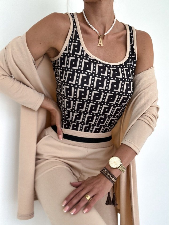 Women's Long-Sleeved Crepe Three-Piece Set