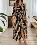 Women's Long Sleeve Collared Button-Front Long Supreme Dress