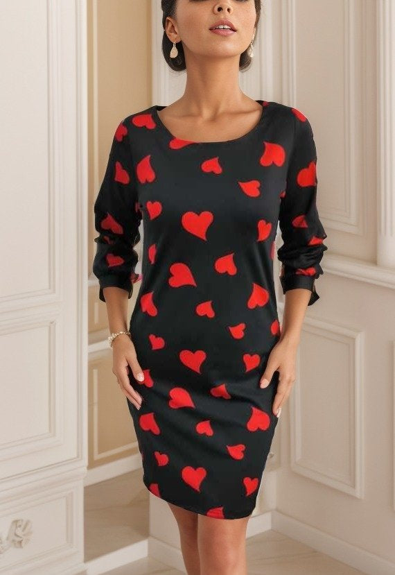 Women's Long Sleeve Crew Neck Scuba Mini Dress