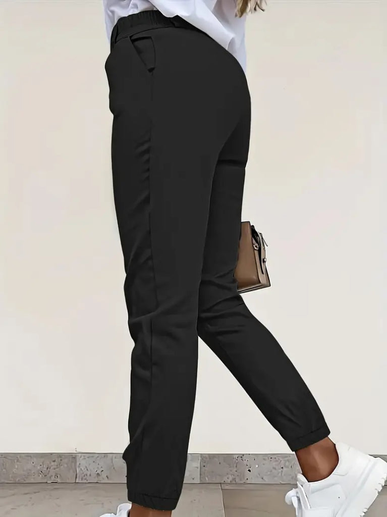 Women's High-Waisted Front-Buttoned Pocketed Ankle-Cuffed Atlas Pants